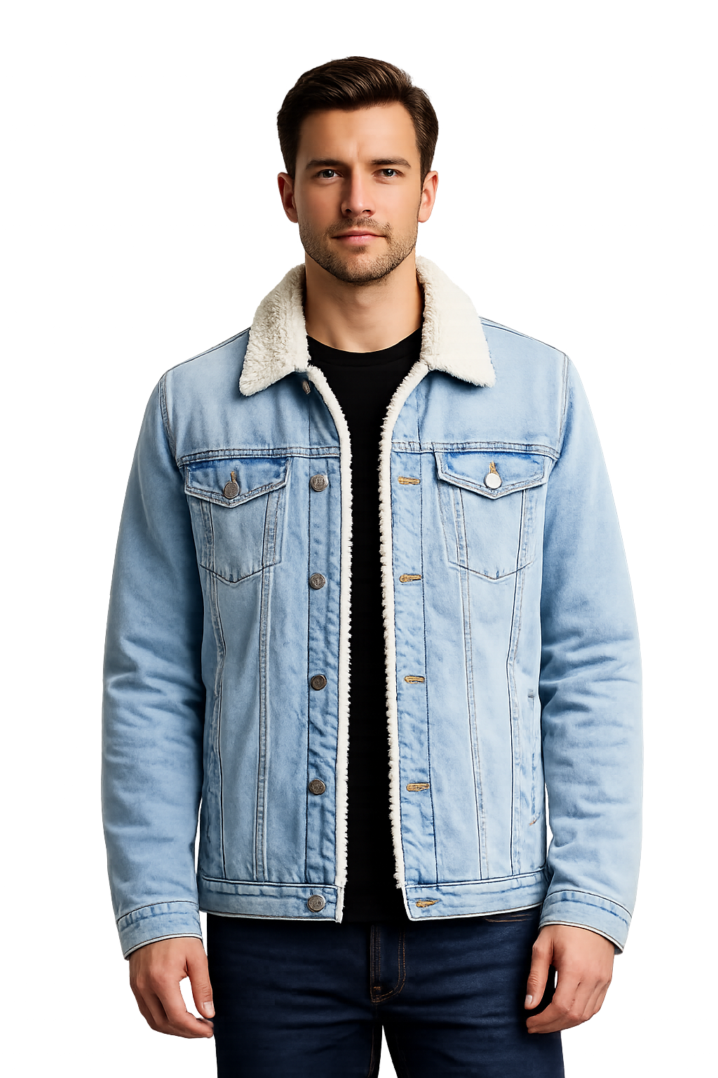 Jaqueta Jeans Masculina Forrada em Lã