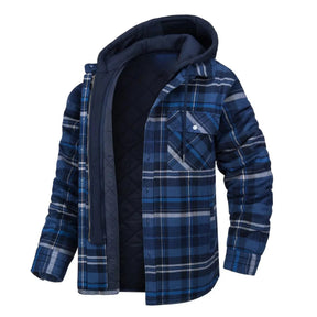 Casaco Masculino Quadriculado Para Inverno com Capuz Forro de Algodão - (Promoção de Inverno 2025)
