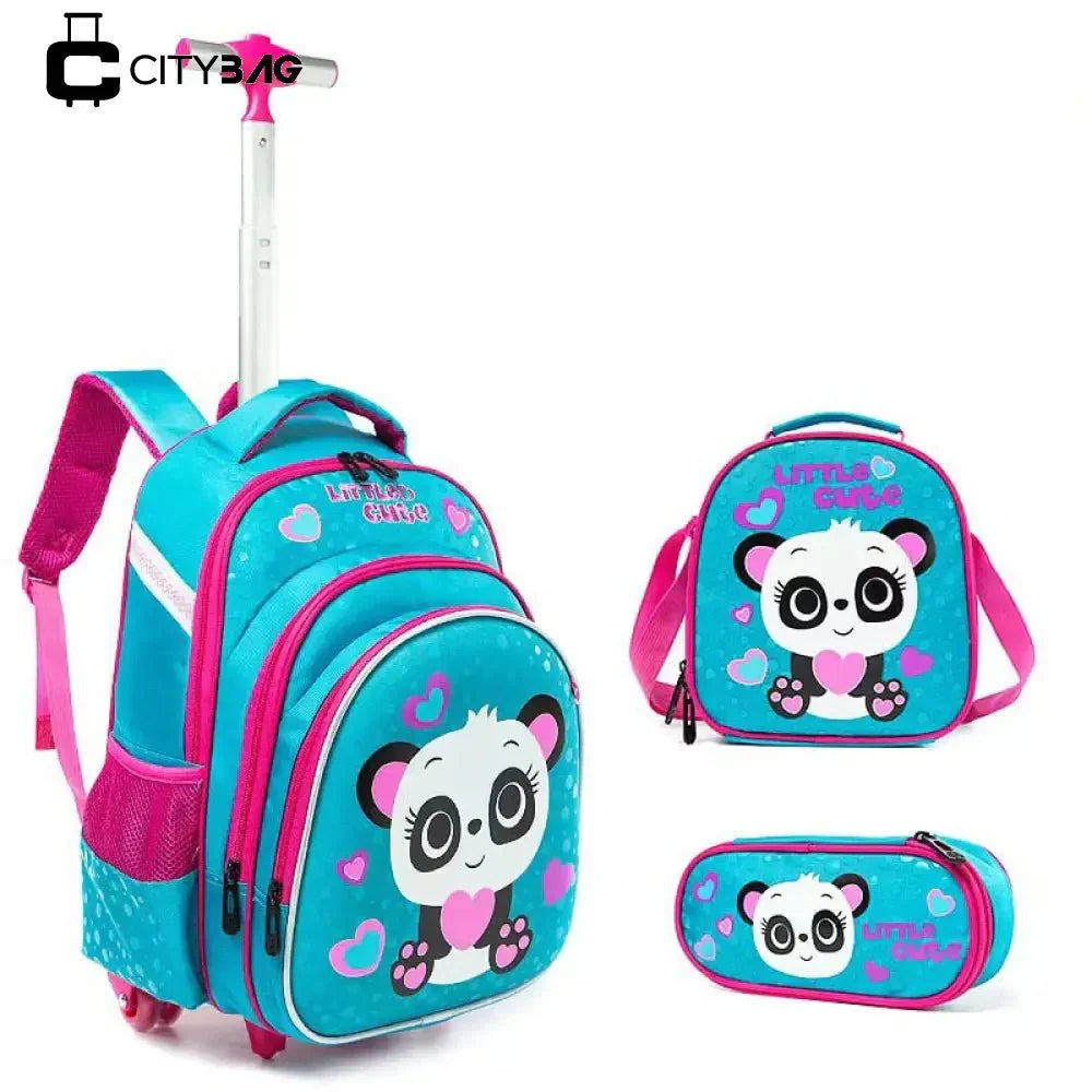 Kit Escolar com Mochila Escolar Infantil de Rodinhas Dupla, Lancheira e Estojo