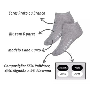 Meias Soquete Adulto Basicalle - Kit 6 Pares