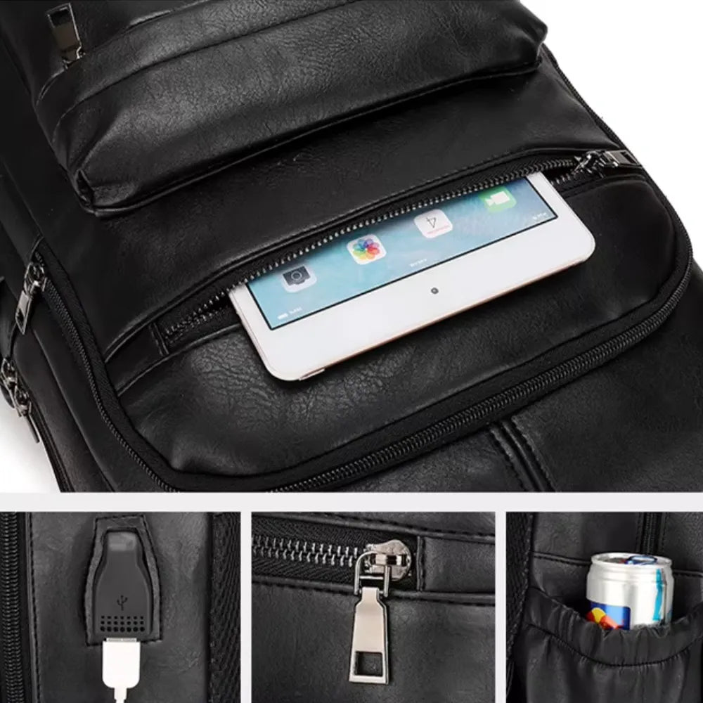 Mochila Executiva de Couro com USB | Business