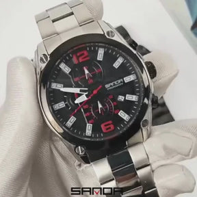 Relógio Social Masculino Silver Black Barney - Sanda