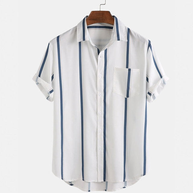 Camisa Masculina Listrada Manga Curta