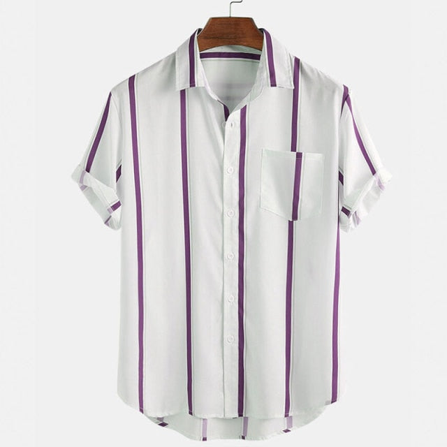 Camisa Masculina Listrada Manga Curta