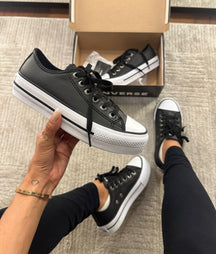 Tênis Plataforma Feminino Casual em Couro Confortável para Dia a Dia, Passeio e Trabalho
